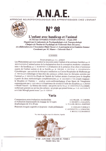 Anae. Dossier « L’enfant avec handicap et l’animal »