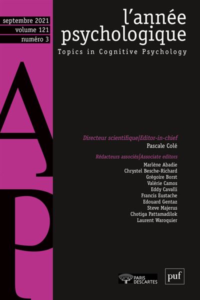 L’année psychologique n° 121-3 L’année psychologique n° 121-3