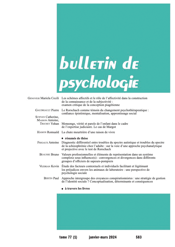 Bulletin de psychologie n° 583 Bulletin de psychologie n° 583