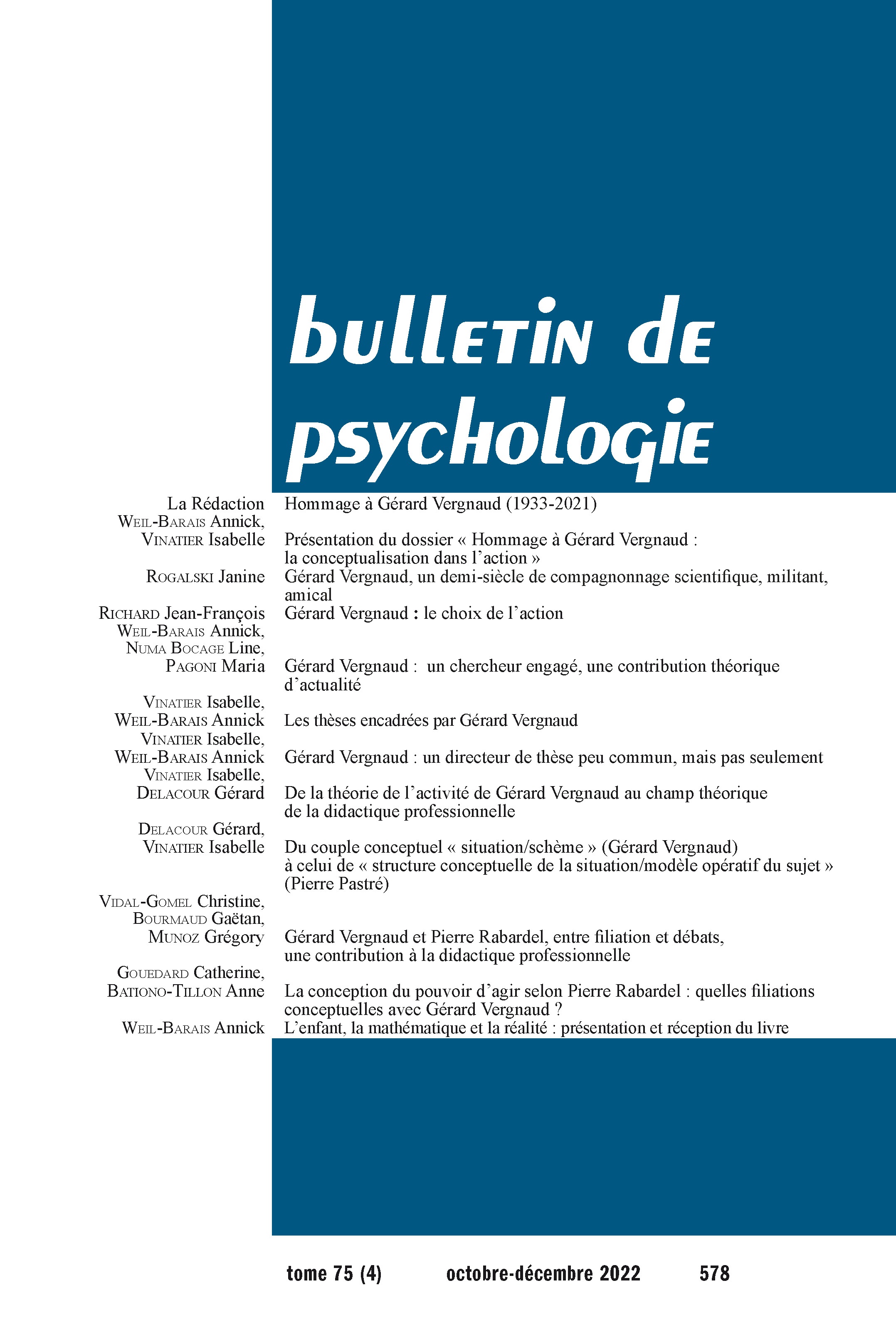 Bulletin de psychologie n°578