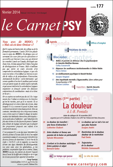 Le Carnet psy. Dossier « La douleur »