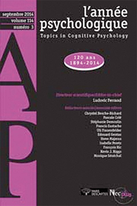 L’année psychologique. Dossier « 120 ans. 1894-2014 »