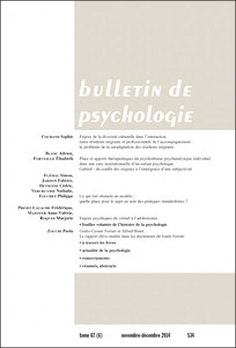 Bulletin de psychologie n° 534