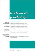 Bulletin de psychologie n° 549